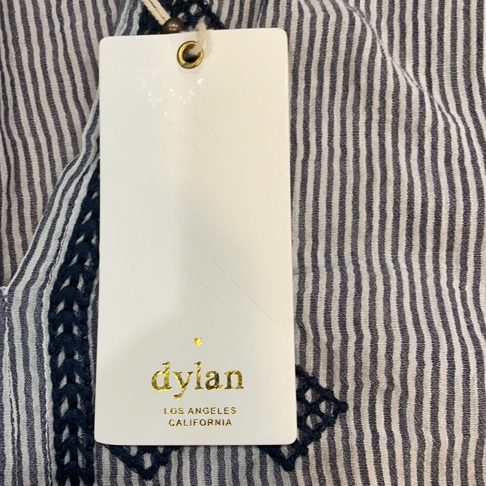 dylan White and Navy Striped Embroidered Peasant Blouse - Picture 6 of 8